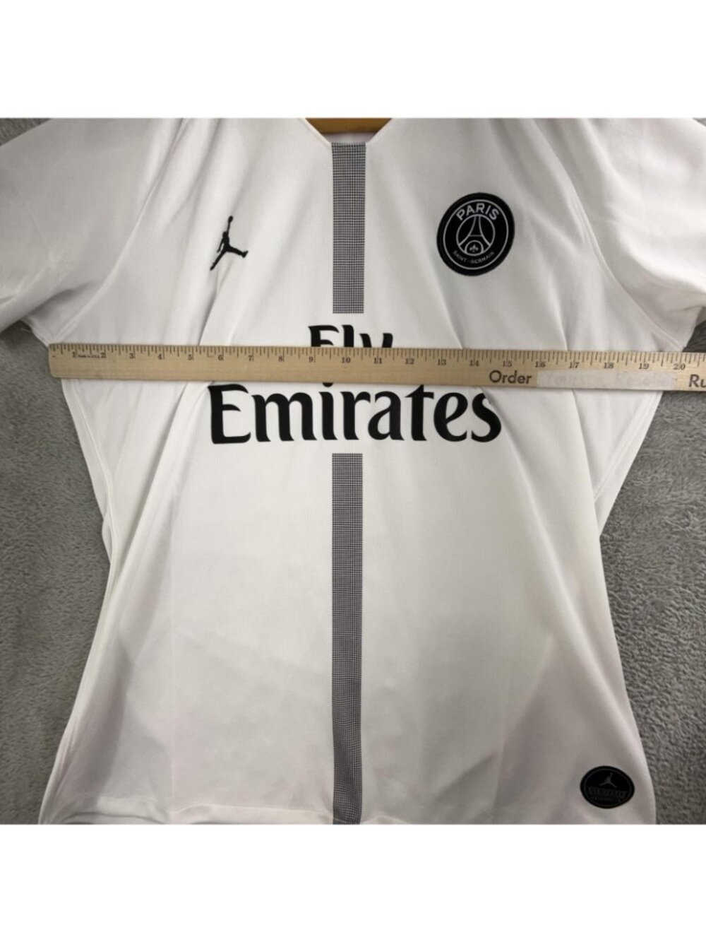 Paris Saint-Germain Jersey Mens Large White Soccer Nike Jordan Fly Emirates - Picture 8 of 12